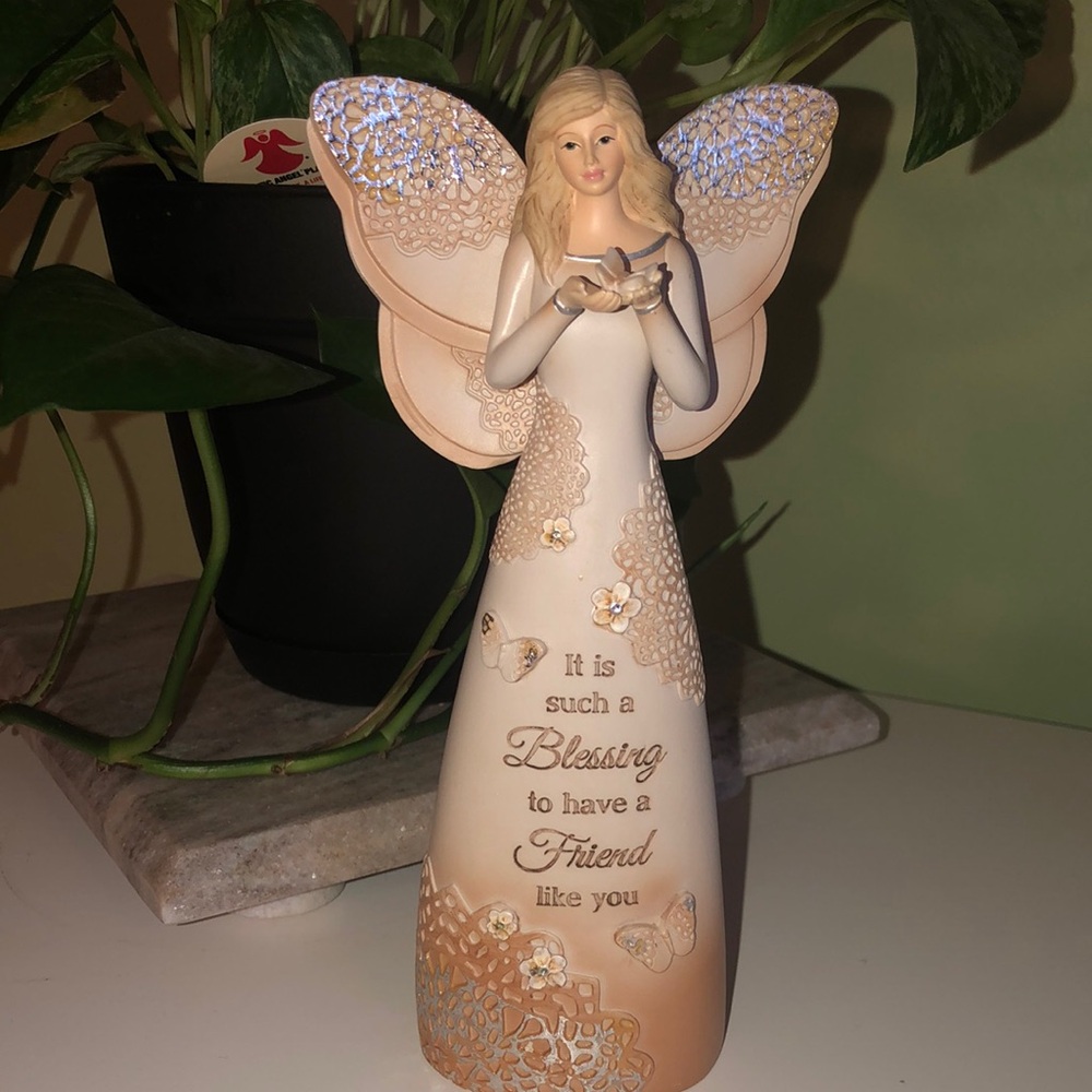 FRIENDS Angel Sculpture with Cream and Gold Accents